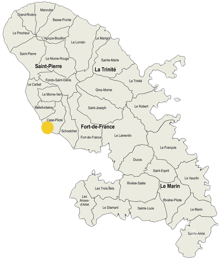 Carte de la Martinique localisant Case-Pilote